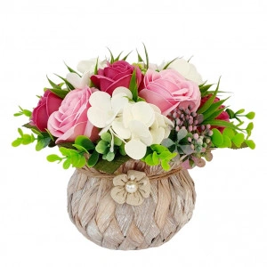 Cos rustic cu flori de sapun (cod 1850)