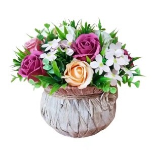 Cos rustic cu flori de sapun (cod 2111) poza 5