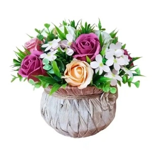 Cos rustic cu flori de sapun (cod 2111) poza 5