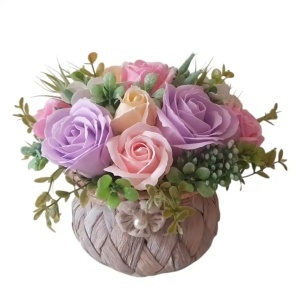 Cos rustic cu flori de sapun (cod 2338)poza 3