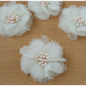 Flori din material textil pentru bijuterii-alb 2