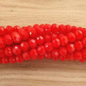 Margele de sticla, rondel , rosu,opac ,6x4 mm -10 buc