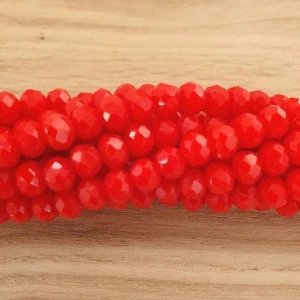 Margele de sticla, rondel , rosu,opac ,6x4 mm -10 buc