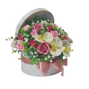 Aranjament floral cu trandafiri si orhidee (cod 2282)poza3
