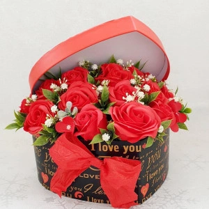 Aranjament flori de sapun in cutie "Inima"-cod 1816)