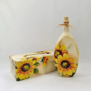 Cadouri handmade- sticla 750 ml "Floarea Soarelui" (cod 1675)