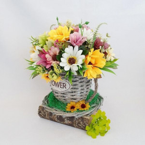 Cos cu floarea soarelui si flori de camp (cod 1515)2