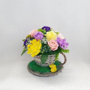 Cos de ratan cana si flori de sapun ( cod 1469) 3001