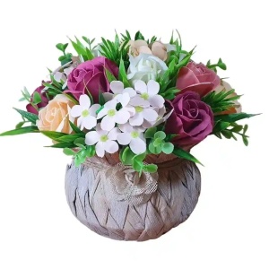 Cos rustic cu flori de sapun (cod 2111) poza 3