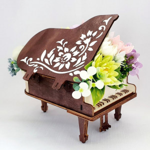 Flori de sapun in cutie de lemn  "Pian"- (cod 1688)1