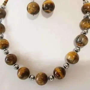 Set din margele de ochi de tigru si hematite (cod 213) - Img 2