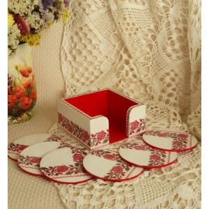 Suport pahare si cutie depozitare- motiv traditional