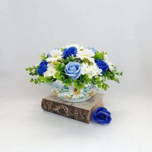 Aranjament din flori de sapun "Blue and White" (cod 1461)