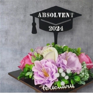 Aranjament floral "Absolvent 2024"-roz/lila (cod 2078)
