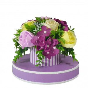 Aranjament floral din flori de sapun-lila (cod 2051)poza2