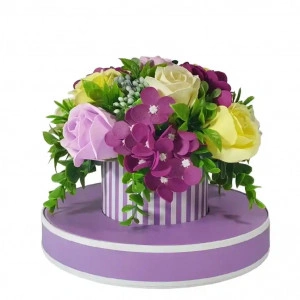 Aranjament floral din flori de sapun-lila (cod 2051)