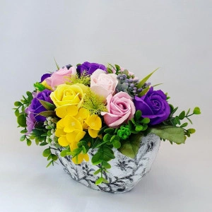 Aranjament floral in vas de beton "Barcuta"-(cod 1829)6