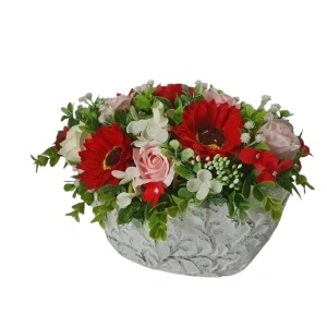Aranjament flori de sapun-vas ceramic barcuta (cod 2243)poza15