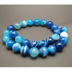 Blue striped agate, 14 mm