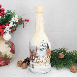 Cadouri de Craciun- Sticla handmade (cod 1712)