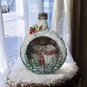 Cadouri de Craciun- Sticla handmade (cod 2112)