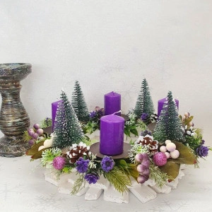 Coronita de Advent - lumanari mov (cod 1759)