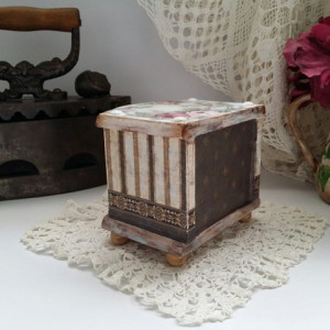 Set rustic - suport pahare si cutie - Img 5