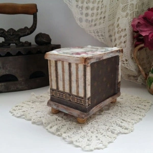 Set rustic - suport pahare si cutie - Img 5
