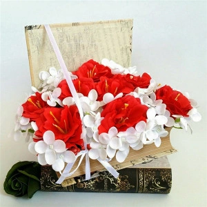 Aranjament floral- bujori si hortensii de sapun (cod 1187)