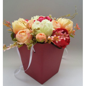 Aranjament flori artificiale-cutie conica burgundy (cod 1082) - Img 2