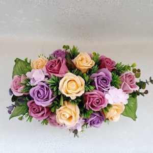 Aranjament flori de sapun-"Roses"-barcuta (cod 1300) 8