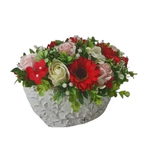 Aranjament flori de sapun-vas ceramic barcuta (cod 2243)poza16