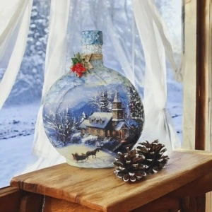 Cadouri de Craciun- Sticla handmade (cod 2116)