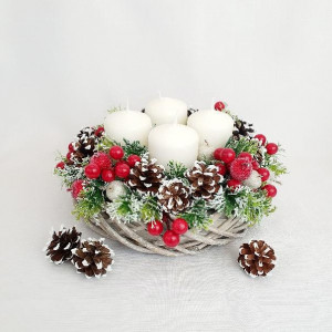 Coronita de Advent - merisoare rosii (cod 1528) 1