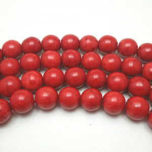 Howlite rosu , rotund, 10mm