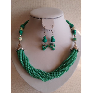 Set din cristal si regalit verde