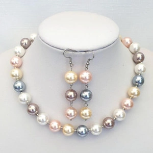 Set din perle stil Mallorca,5 culori, accesorii din otel inoxidabil (cod 136)2