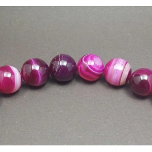 Agate striped, fuchsia, 12 mm - Img 2