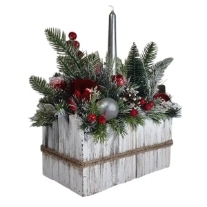 Aranjament de Craciun in cos de lemn -"Craciun rustic" (cod 2164)poza1