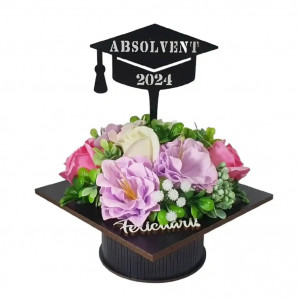 Aranjament floral "Absolvent 2024"-roz/lila (cod 2078).3