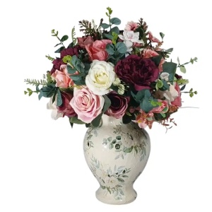 Aranjament floral artificial " Trandafiri si bujori"" (cod 2194)poza3