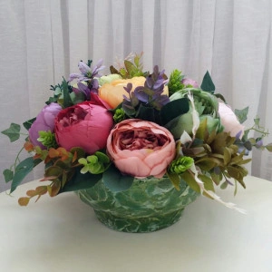 Aranjament floral din bujori in vas de ceramica (cod 1176) - Img 4