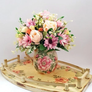 Aranjament floral-flori din material textil (cod 1860)