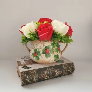 Aranjament floral in cana ceramica (cod1337)