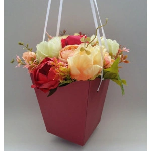 Aranjament flori artificiale-cutie conica burgundy (cod 1082) - Img 3