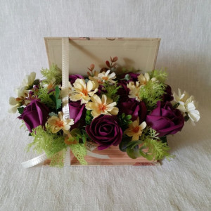 Aranjament flori artificiale-cutie tip carte (cod 1035) - Img 3