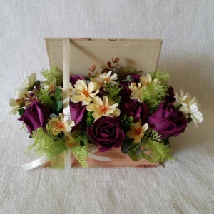 Aranjament flori artificiale-cutie tip carte (cod 1035) - Img 3
