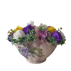 Aranjament in cos ceramic-flori de sapun (cod 2327)poza23
