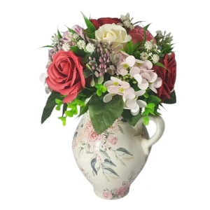 Aranjament pentru 8 Martie cu flori de sapun in cana ceramica (cod 2263) - Img 4