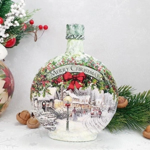 Cadouri de Craciun- Sticla handmade (cod 1711)